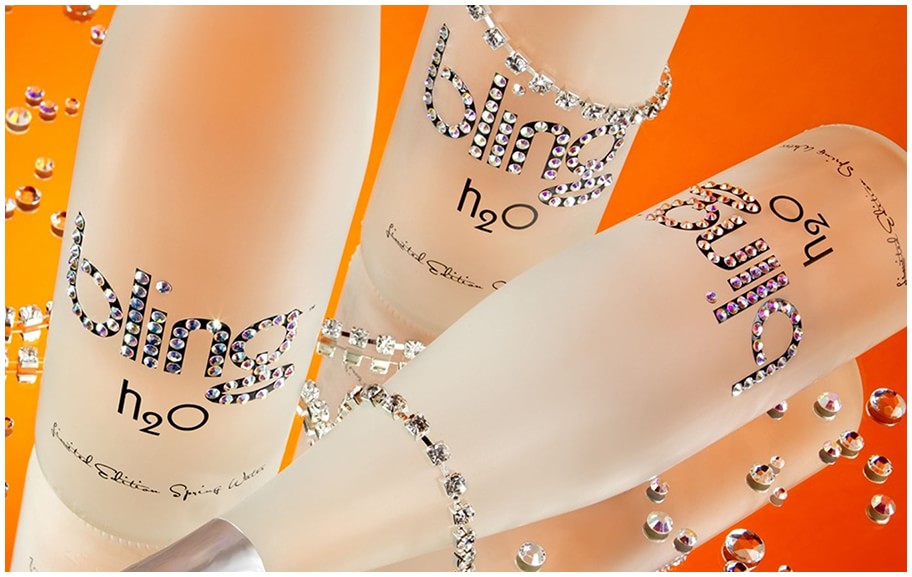 three bottles of Bling H2O