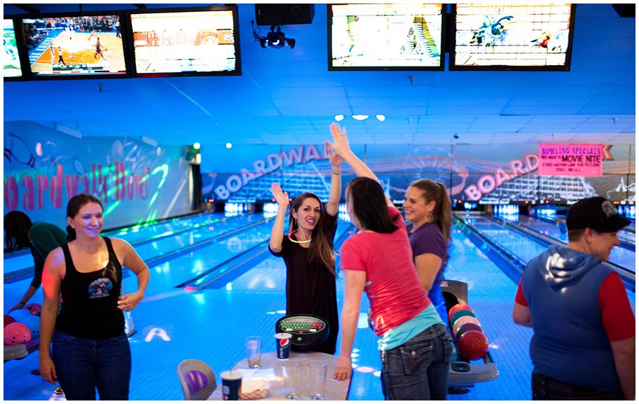 your friends to a bowling alley